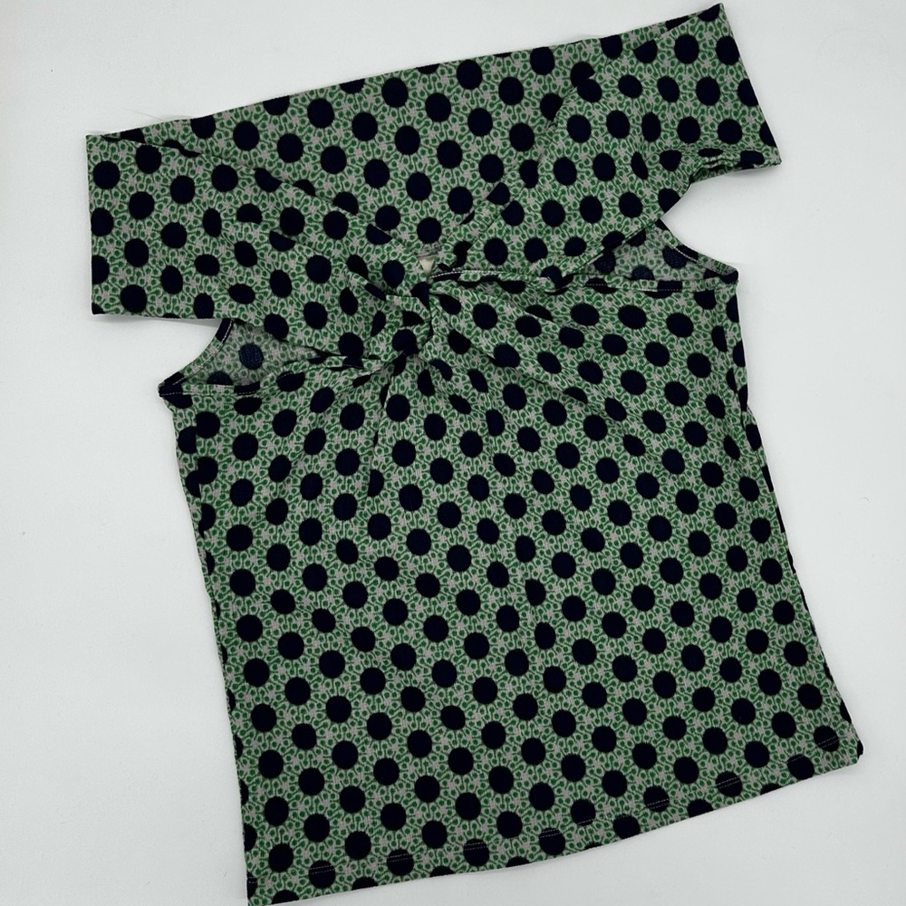 Maeve by Anthropologie Green and Navy Patterned Blouse